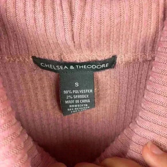 Chelsea & Theodore Cowl Neck Split Tunic Sweater Salmon Pink Size Small - Picture 4 of 5